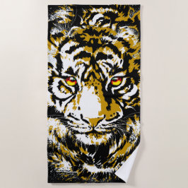Toalha De Praia Tigre Realista - Cabeça de Tigre Legal Desenhando 
