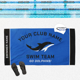 Toalha De Praia Time de Natação Royal Blue Nome Personalizado
