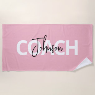 Toalha De Praia Tipografia de Treinador Personalizado Rosa