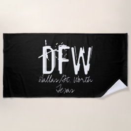 Toalha De Praia Tipografia do Código do Aeroporto de DFW Dallas