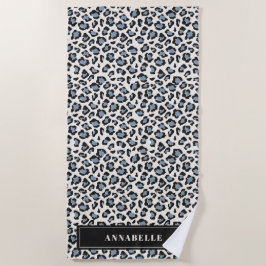 Toalha De Praia Tipografia inicial da impressão leopardo azul mode