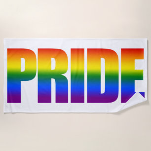 Toalha De Praia Tipografia LGBTQ da bandeira do arco-íris do