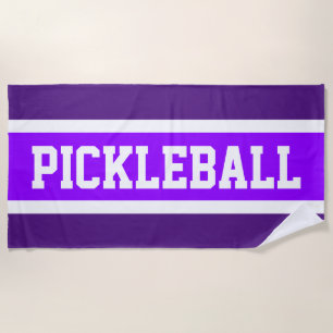 Toalha De Praia Tiras de Corrida Branca Brilhante, PICKLEBALL