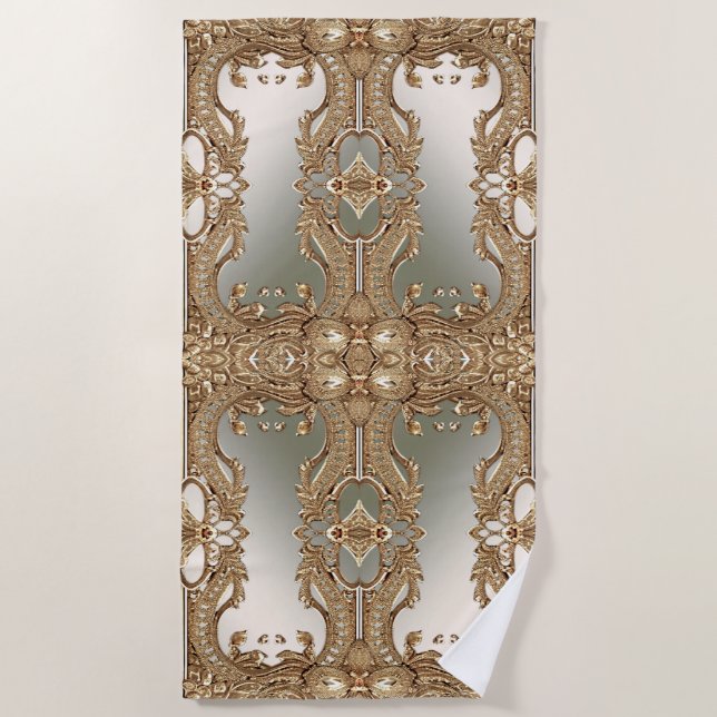 Toalha De Praia Toalha Praia do Ornamentado Dourado (Frente)