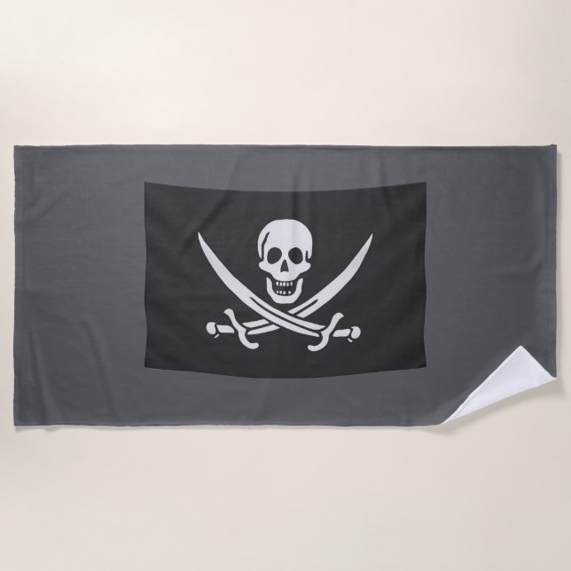 Toalha De Praia Toalla con la bandera pirata Jolly Rogers (Frente)