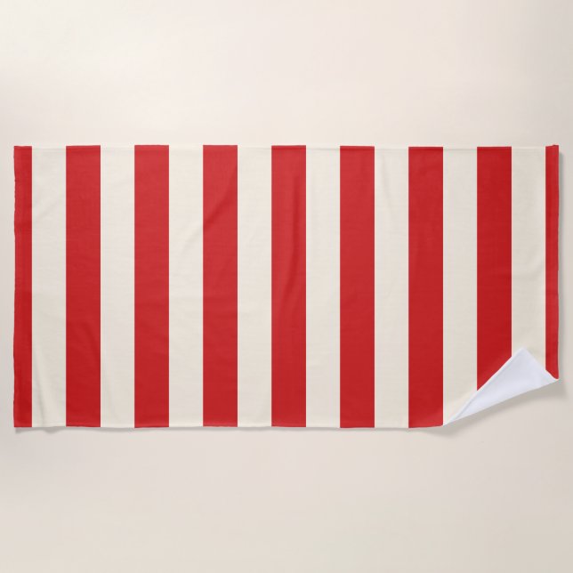 Toalha De Praia Tofu Cream Postbox Red Stripes (Frente)