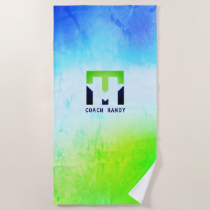 Toalha De Praia Toque de praia azul e verde personalizada