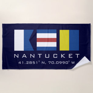 Toalha De Praia Toque de praia náutica da ilha Nantucket ACK