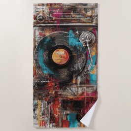 Toalha De Praia Torno Giratório Vintage Arte de Rua Disco de Vinil