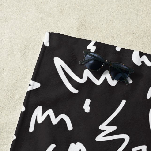 Toalha De Praia Torre branca e negra moderna elegante (In Situ)