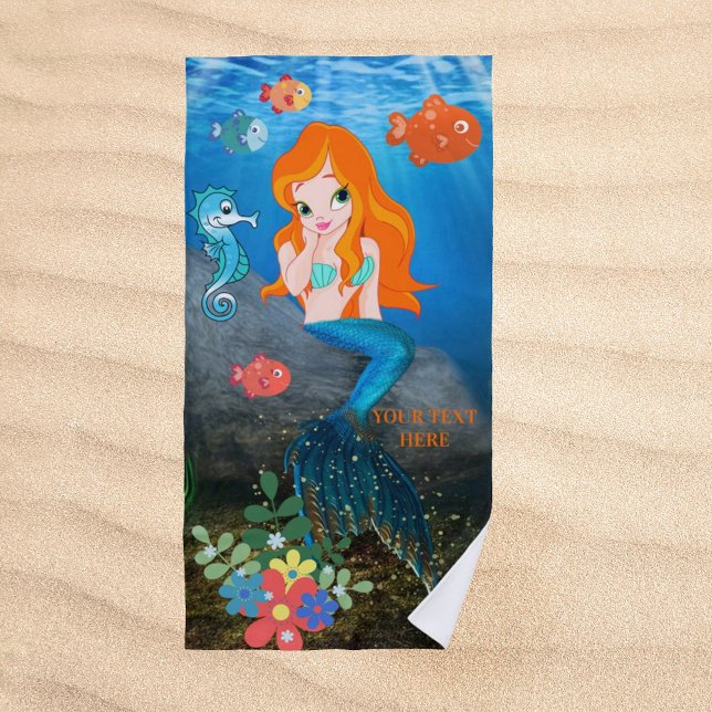 Toalha De Praia Torre de Praia de Oceano de Sereia Fresca (Cute mermaid ocean beach towel)