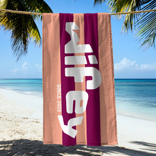 Toalha De Praia Torre de praia, rosa-rosa, de coral-de-noiva Wifey