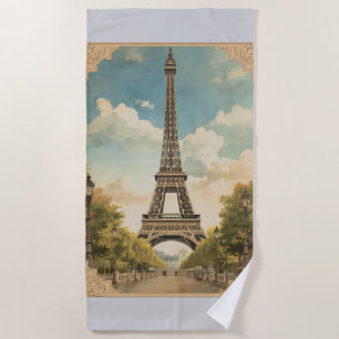Toalha De Praia Torre Eiffel Paris Viagem Estilo Vintage Arte Retr