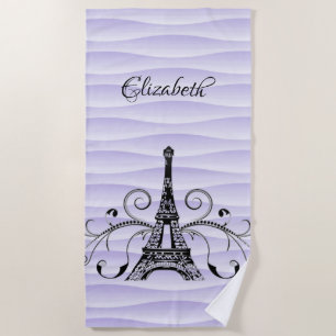 Toalha De Praia Torre Eiffel Roxa Torre Flourish Beach Towel