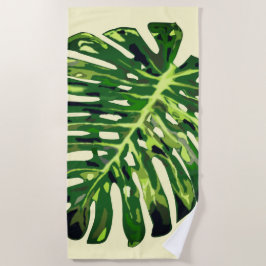 Toalha De Praia Torre Praia de Folhas Tropicais - Cores Personaliz