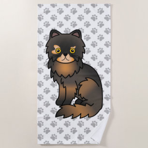 Toalha De Praia Tortie Point, Pérsico, Cartoon, Gato e patas
