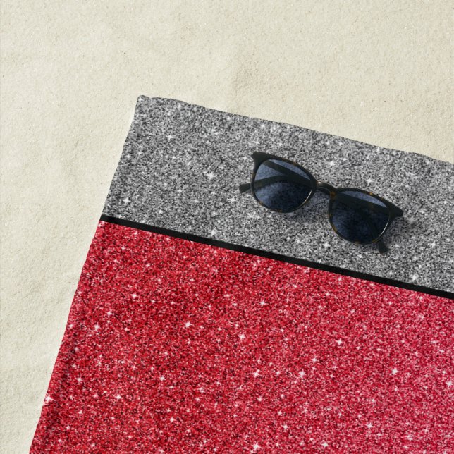 Toalha De Praia Towel Beach Towel em Red/Silver Glitter (In Situ)