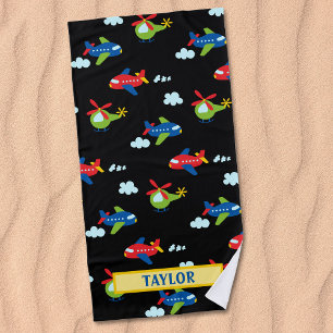 Toalha De Praia Trabalho de arte de Helicópteros e Nuvens Planos a