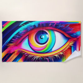 Toalha De Praia Trabalho de arte de Olhos do Arco-Íris Vibrantes