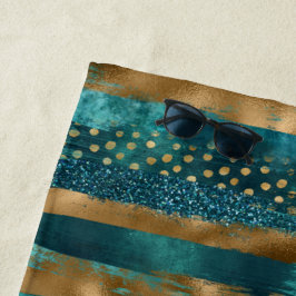 Toalha De Praia Traços e monogramas de escovas de tetos e de ouro