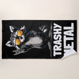 Toalha De Praia Trashy Metal Raccoon – Rock Hand Sign Illustration