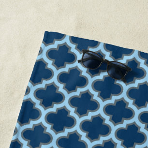 Toalha De Praia Trellis Azul e Bebê, Latite, Quatrefoil
