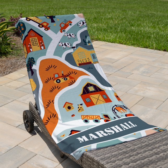 Toalha De Praia Trendência de fazenda para crianças modernas e bon (Criador carregado)