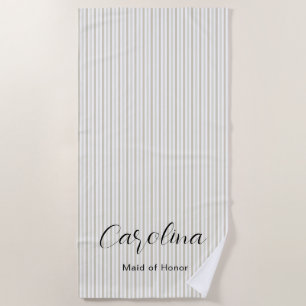 Toalha De Praia Trendy Beige Pinstripes Bridesmaid Bachelorette