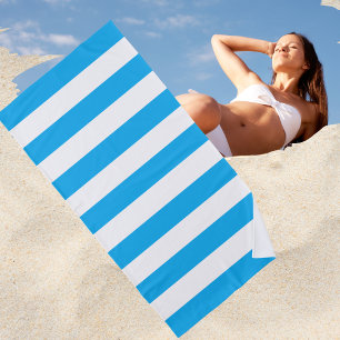 Toalha De Praia Trendy Bright Summer Cerulean Blue Strips