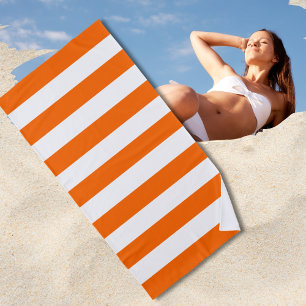 Toalha De Praia Trendy Bright Summer Hot Orange Horizontal Strips