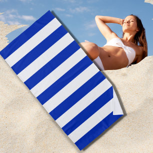 Toalha De Praia Trendy Bright Summer Primary Blue Strips