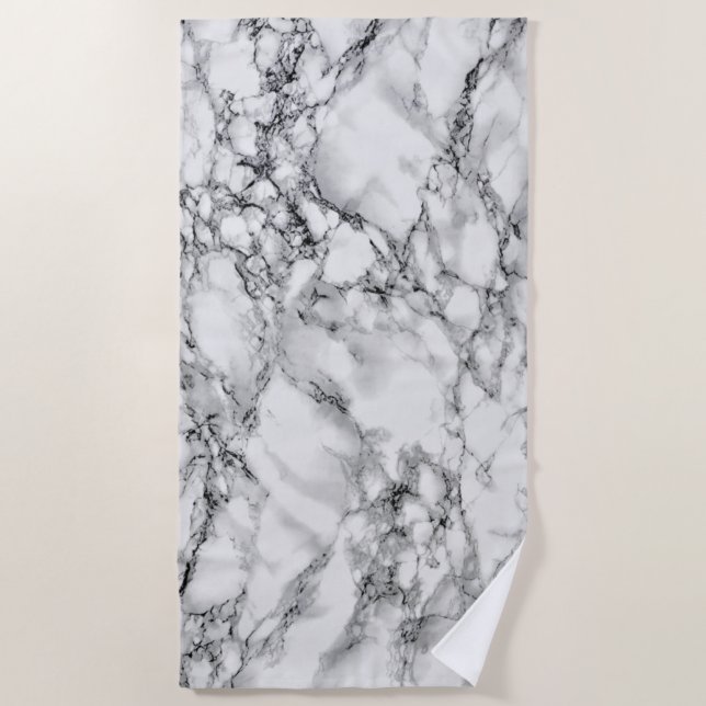 Toalha De Praia Trendy White Marble Stone (Frente)