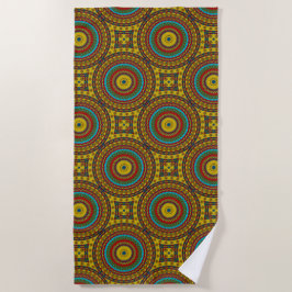 Toalha De Praia Tribal Geométrico Azul Amarelo Amarelo Azul legal