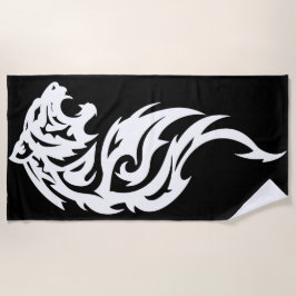 Toalha De Praia Tribal Tiger Minimal Black and White Design