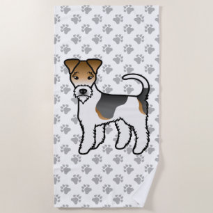 Toalha De Praia Tricolor Wire Fox Terrier Cute Cartoon Cão