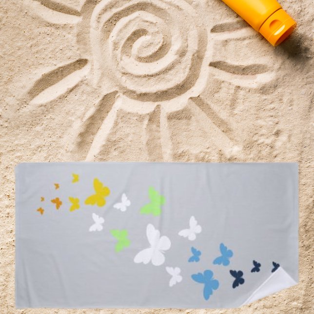 Toalha De Praia Trilha da Borboleta AroAce Agender Pride (Criador carregado)