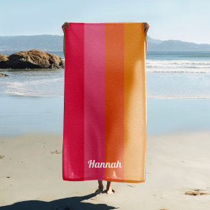 Toalha De Praia Trilhas Mínimas Cor-de-Rosa Personalizadas