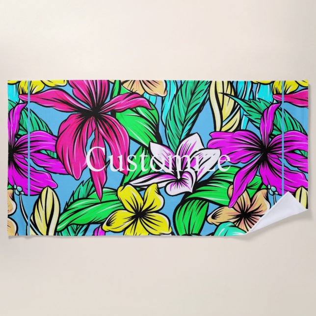 Toalha De Praia Tropical Flower Mix Thunder_Cove (Frente)
