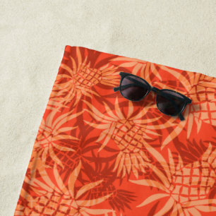 Toalha De Praia Tropical havaiano de Camo do abacaxi - laranja