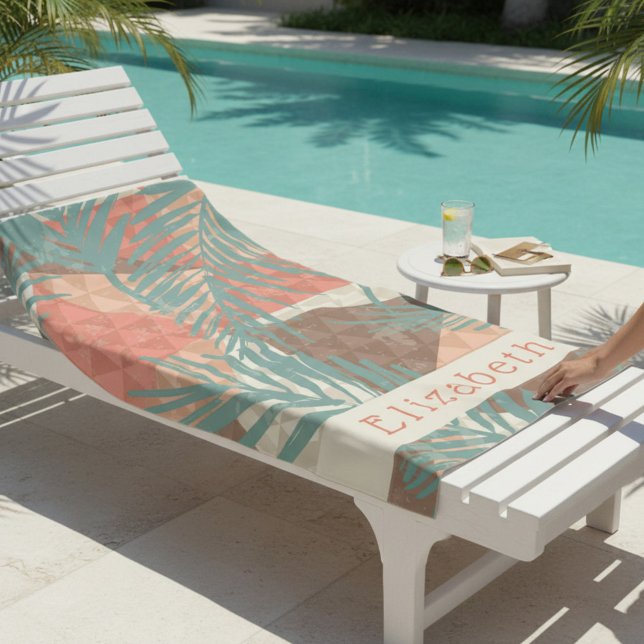 Toalha de praia tropical Peach e Brown (Criador carregado)