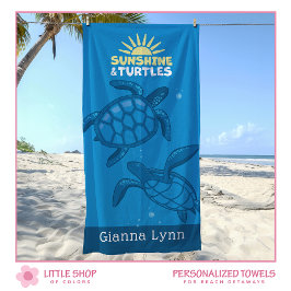 Toalha De Praia Tropical Sea Turtles Personalized