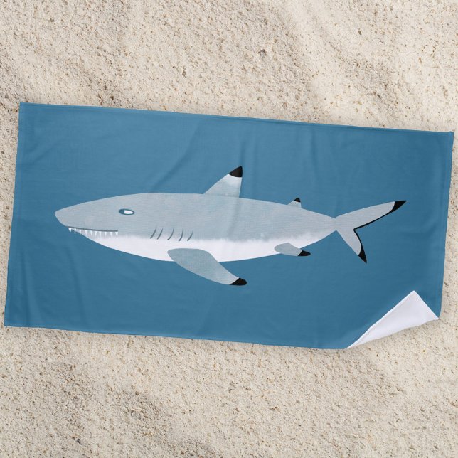 Toalha De Praia Tubarão-recife preto divertido (Fun Black Tipped Reef Shark nautical beach towel for wildlife lovers.  Eek!)