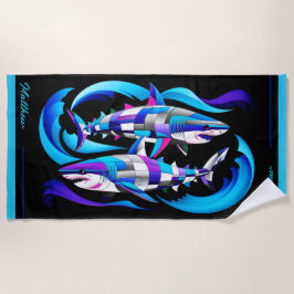 Toalha De Praia Tubarões brancos do Excelente moderno personalizáv