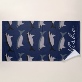 Toalha De Praia Tubarões no Monograma do Oceano