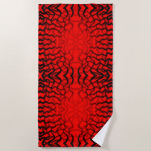 Toalha De Praia Tubular Preto E Tubo Vermelho