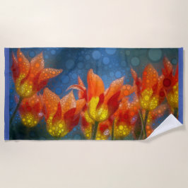 Toalha De Praia Tulipas Laranja E Amarelo