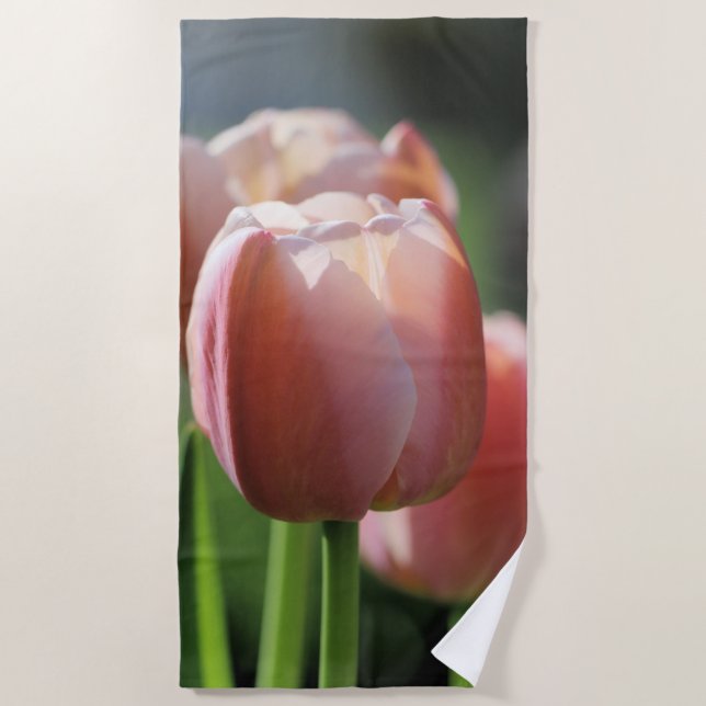 Toalha De Praia Tulipas Rosa (Frente)