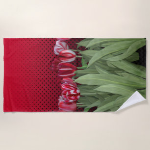 Toalha De Praia Tulipas Vermelhas no Gradiente