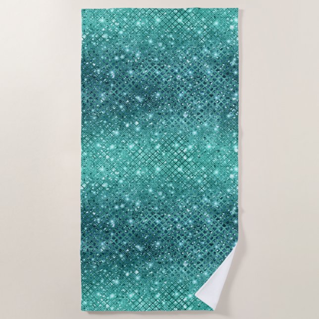 Toalha De Praia Turquesa Aqua Green Sparkle (Frente)