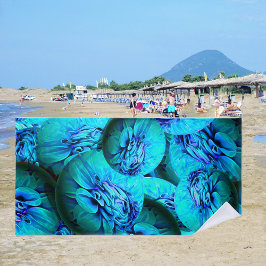 Toalha De Praia Turquesa e esferas azuis em ótica 3D